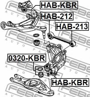 Сайлентблок задней поперечной тяги Febest HAB-212