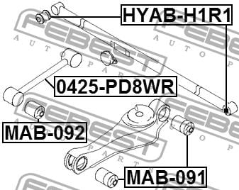 Сайлентблок задней поперечной тяги Febest HYAB-H1R1