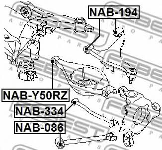 Сайлентблок задней поперечной тяги Febest NAB-334