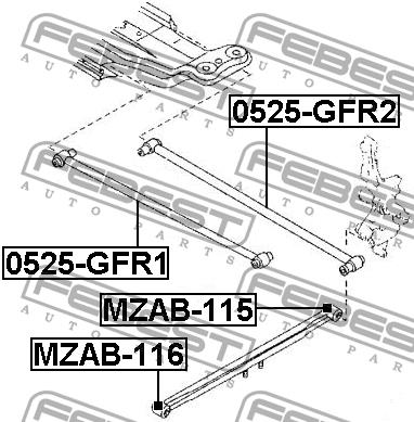 Сайлентблок задней продольной тяги Febest MZAB-116