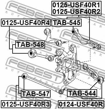 Сайлентблок задней поперечной тяги Febest TAB-547