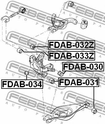 Сайлентблок задней цапфы верхний Febest FDAB-032Z