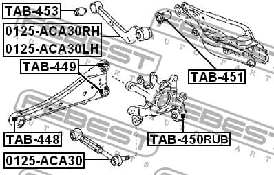 Сайлентблок задней цапфы нижний Febest TAB-450RUB