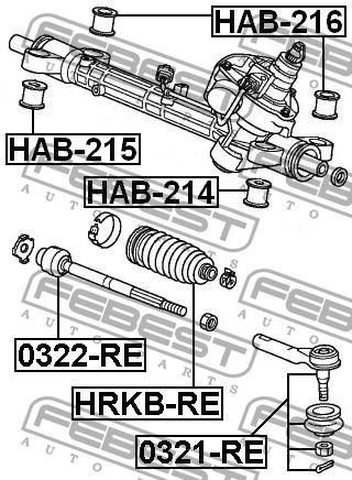 Сайлентблок рейки рульової Febest HAB-216