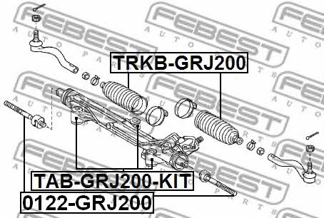 Сайлентблоки рейки рульової, комплект Febest TAB-GRJ200-KIT