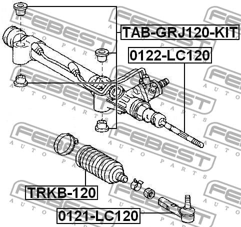 Сайлентблоки рейки рульової, комплект Febest TAB-GRJ120-KIT
