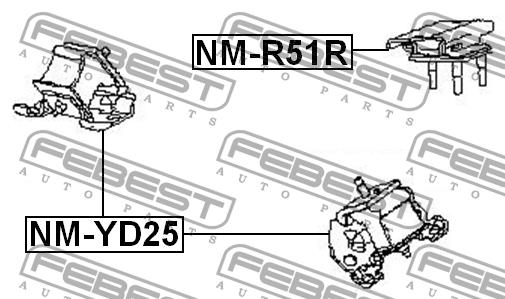 Подушка двигуна задня Febest NM-R51R
