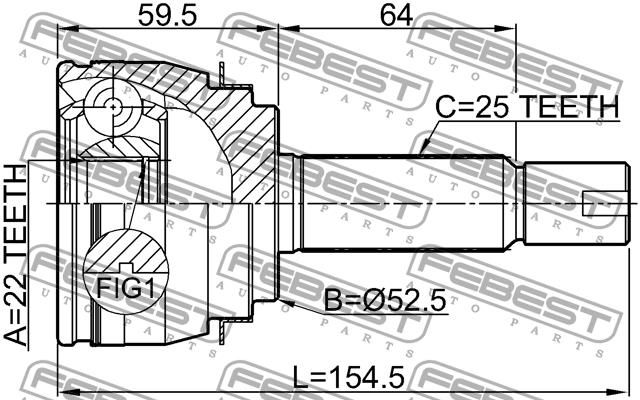 Шарнір рівних кутових швидкостей (ШРКШ) Febest 1210-SOL2WD