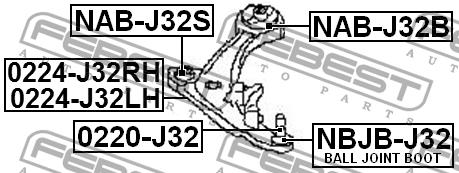 Сайлентблок переднього нижнього важеля передній Febest NAB-J32S