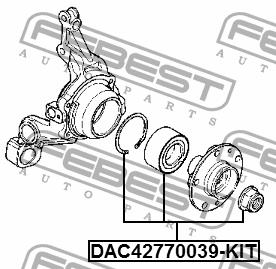 Подшипник задней ступицы колеса, комплект Febest DAC42770039-KIT