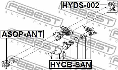 Подшипник подвесной вала карданного Febest HYCB-SAN