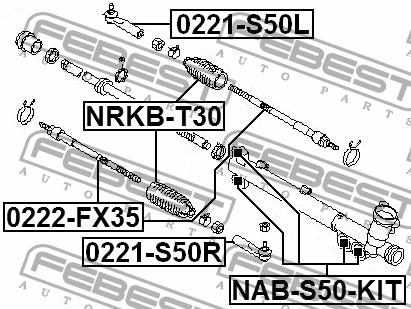 Сайлентблоки рейки рульової, комплект Febest NAB-S50-KIT