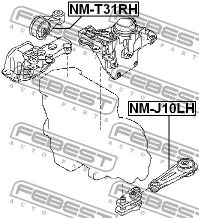 Подушка двигателя правая Febest NM-T31RH