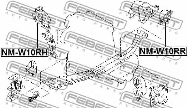 Подушка двигателя правая Febest NM-W10RH