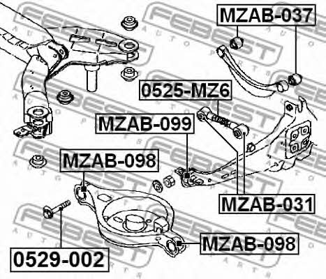 Сайлентблок заднего продольного рычага Febest MZAB-099