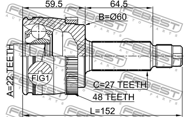 Шарнир равных угловых скоростей (ШРУС) Febest 2210-NSPRA48