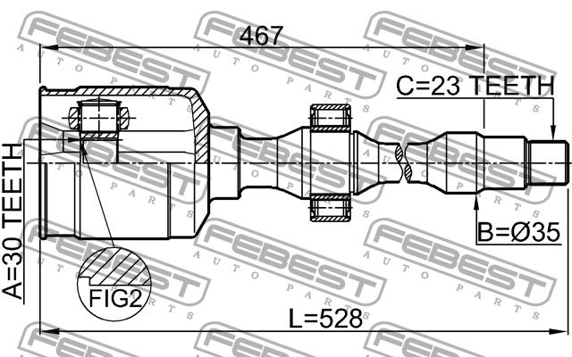 Шарнір рівних кутових швидкостей (ШРКШ) Febest 0111-GRX125RH