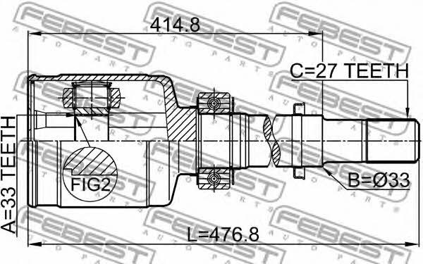 Шарнір рівних кутових швидкостей (ШРКШ) Febest 0211-J1020GRH