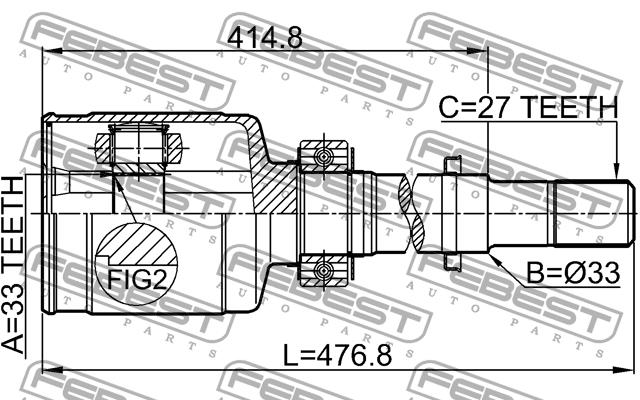 Шарнір рівних кутових швидкостей (ШРКШ) Febest 0211-J1020GRH