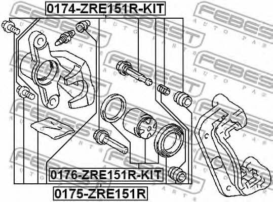 Поршень заднего тормозного суппорта Febest 0176-ZRE151R-KIT