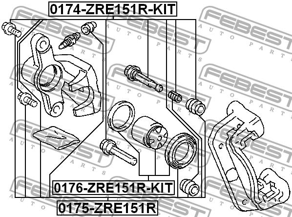 Поршень заднего тормозного суппорта Febest 0176-ZRE151R-KIT