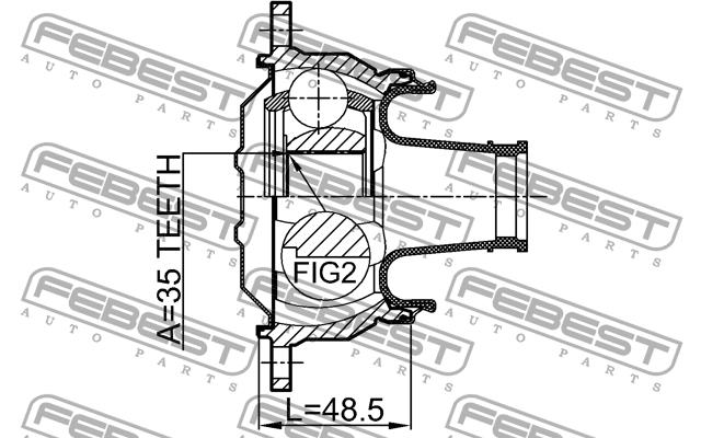 Шарнир карданного вала Febest 0411-V75SHA