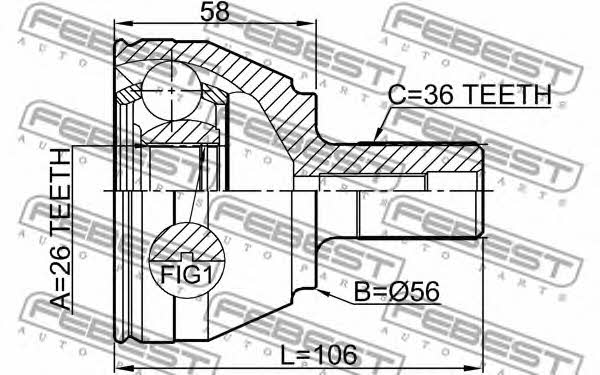 Шарнір рівних кутових швидкостей (ШРКШ) Febest 2110-CB4TD