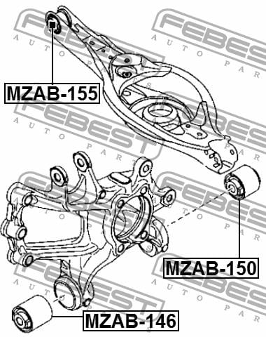 Сайлентблок заднего нижнего рычага Febest MZAB-155