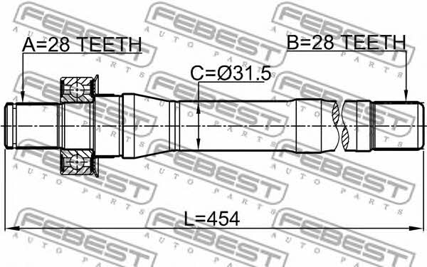 Полуось правая Febest 1212-CMMT4WD