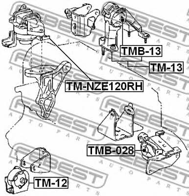 Подушка двигателя правая Febest TM-NZE120RH