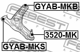 Сайлентблок переднего нижнего рычага передний Febest GYAB-MKS