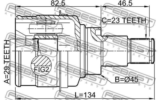 Шарнир равных угловых скоростей (ШРУС) Febest 0911-M412
