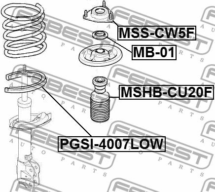 Тарілка пружини підвіски задня Febest PGSI-4007LOW