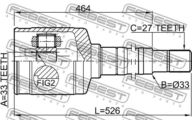 Шарнир равных угловых скоростей (ШРУС) Febest 0211-T31RH