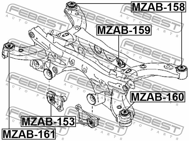 Сайлентблок задней балки Febest MZAB-159