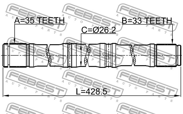 Напіввісь ліва Febest 0212-MR20CVT4WD