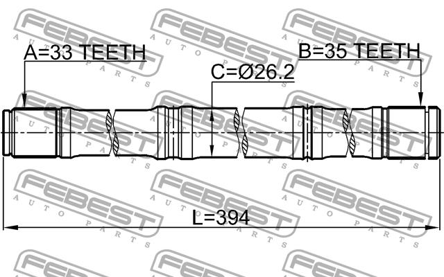 Напіввісь ліва Febest 0212-MR20MT4WDLH
