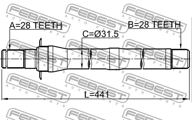 Напіввісь права Febest 1212-IX35MT6