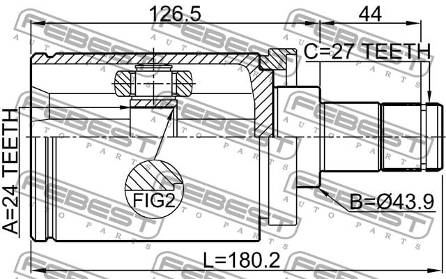 Febest Шарнир равных угловых скоростей (ШРУС) – цена 5736 UAH