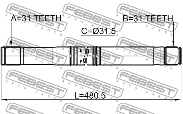 Febest Напіввісь права – ціна 849 UAH