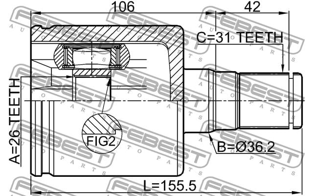 Купить Febest 2711S60IILH – отличная цена на EXIST.UA!