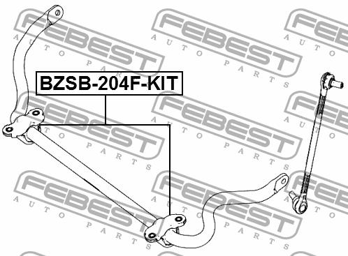 Втулка стабилизатора переднего, комплект Febest BZSB-204F-KIT