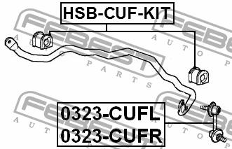 Втулка стабілізатора переднього, комплект Febest HSB-CUF-KIT