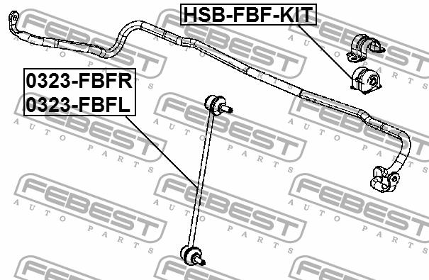 Втулка стабілізатора переднього, комплект Febest HSB-FBF-KIT
