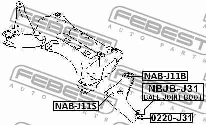 Сайлентблок переднего нижнего рычага передний Febest NAB-J11S