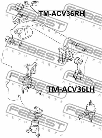 Подушка двигателя левая Febest TM-ACV36LH