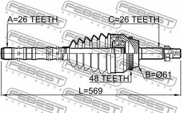 Шарнір рівних кутових швидкостей (ШРКШ) Febest 0114-ACV40L26A48