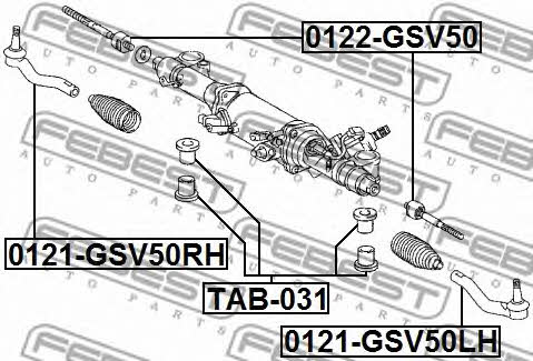 Наконечник рулевой тяги правый Febest 0121-GSV50RH