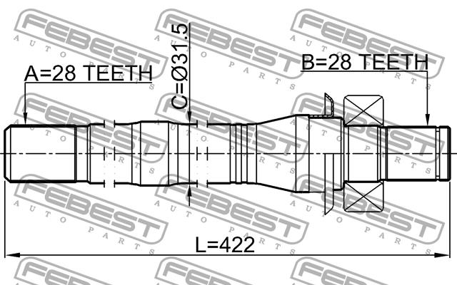 Полуось правая Febest 2212-SORXM