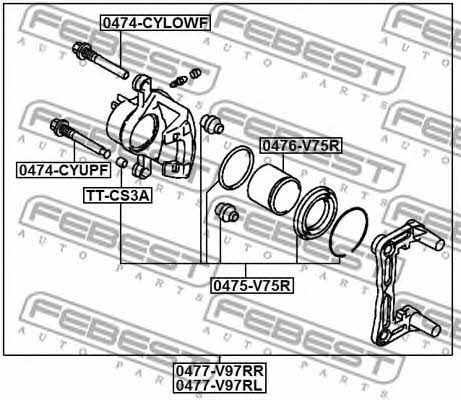 Тормозной суппорт задний левый Febest 0477-V97RL